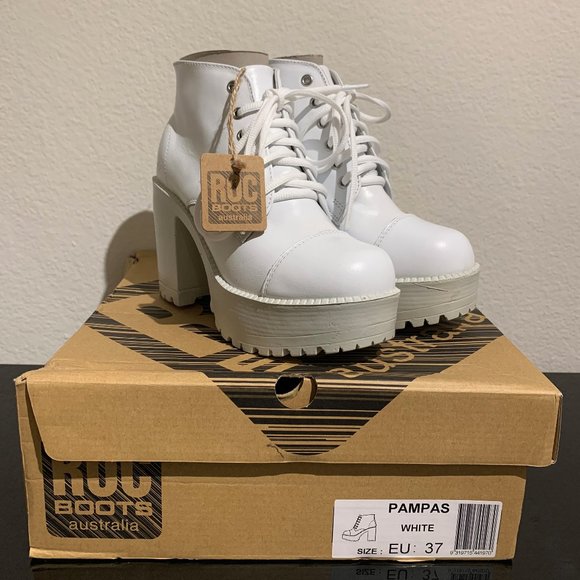White Leather Boots - PAMPAS - Roc Boots Australia - Picture 1 of 6